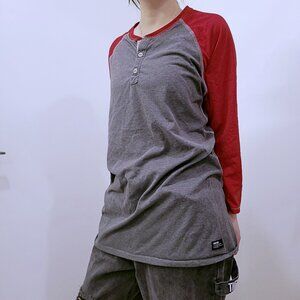 Nike Red Gray Vintage Y2k Raglan Button-up T-shirts